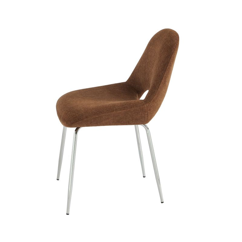 Lot de 2 chaises DOON tissu chenille marron pieds métal