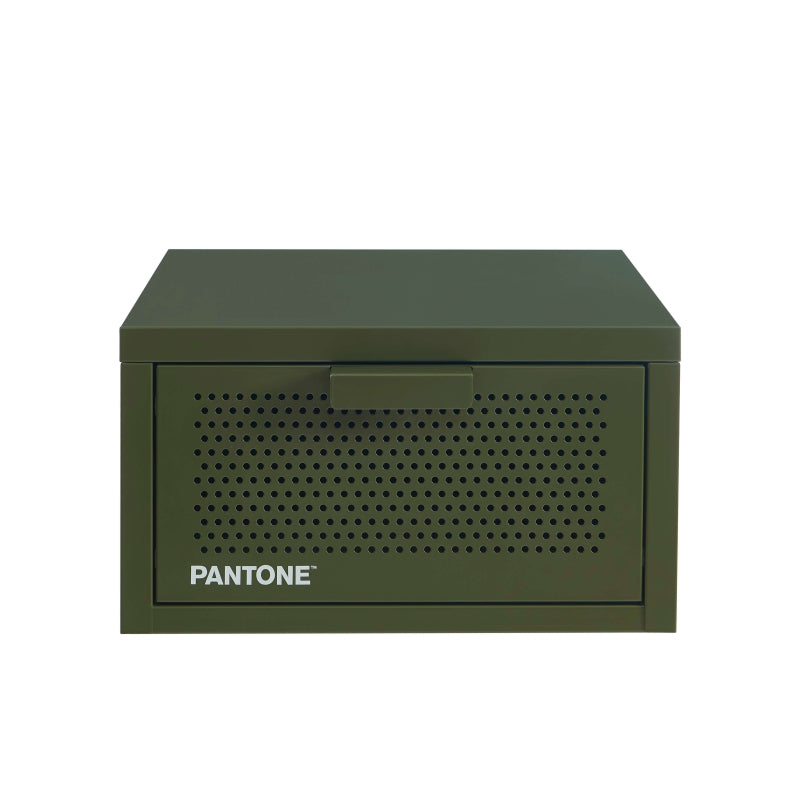 Table de chevet murale métal vert olive 40cm, finition époxy mate, style contemporain