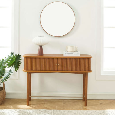 Console ERNEST frêne foncé portes tambour 110cm