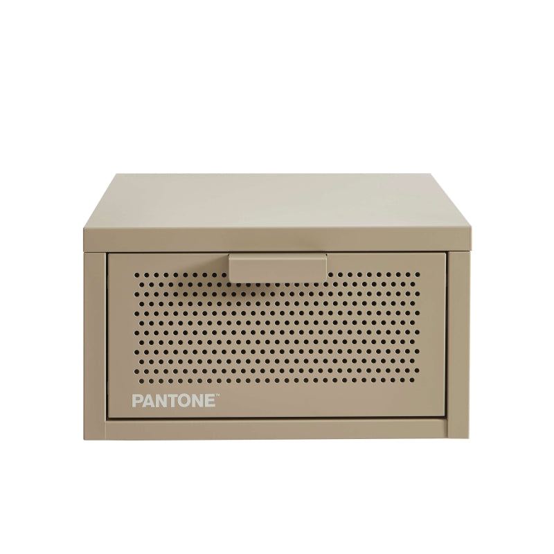 Table de chevet murale métal taupe 40cm finition époxy mate, design contemporain
