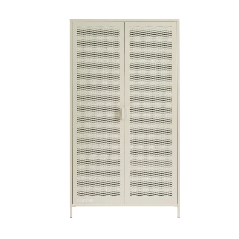 Armoire métal 2 portes coloris beige sable finition époxy mat, style contemporain épuré