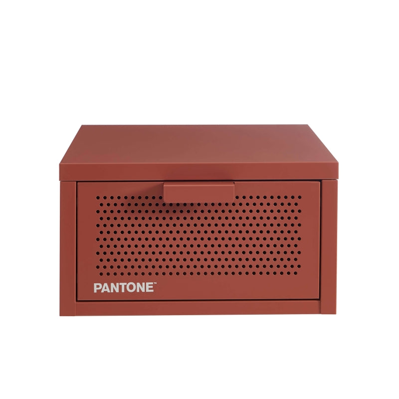 Table de chevet murale métal terracotta 40cm, finition époxy mate, style contemporain