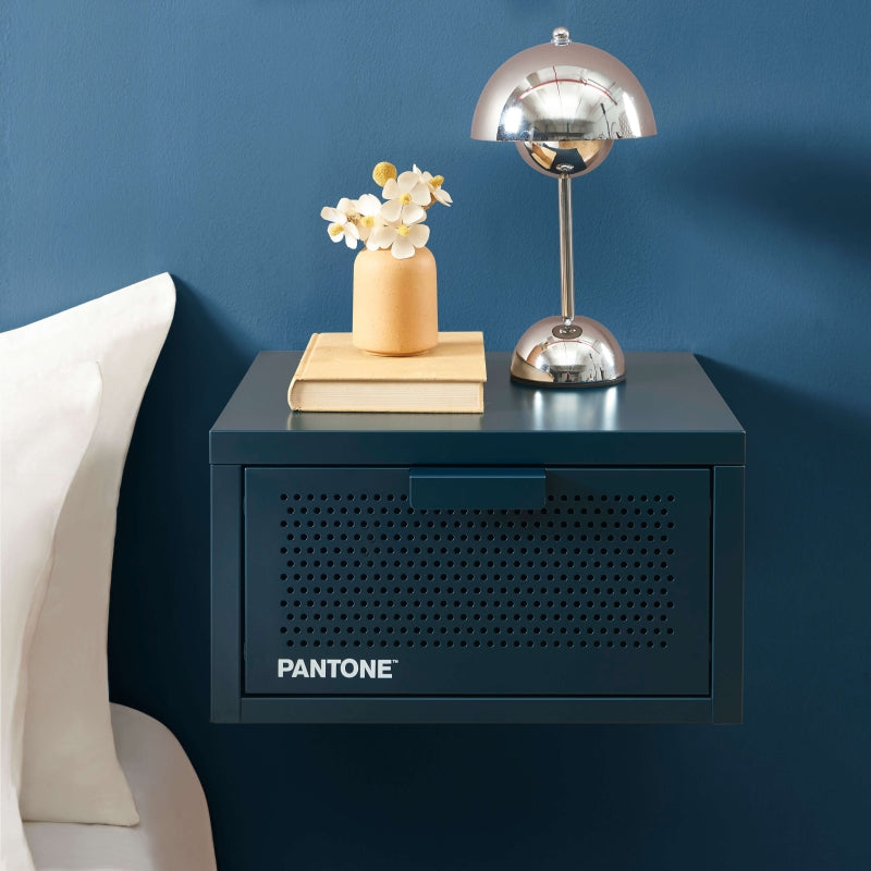 Table de chevet murale PANTONE métal bleu nuit 40cm