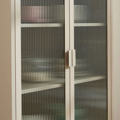 Vaisselier PANTONE en verre cannelé et métal taupe h180cm