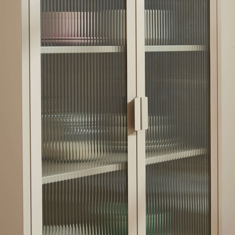 Vaisselier PANTONE en verre cannelé et métal taupe h180cm
