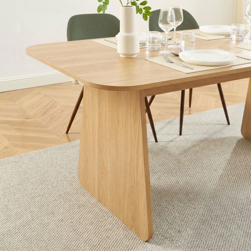 Ensemble table LANGO chêne et 4 chaises ELISABETH tissu vert