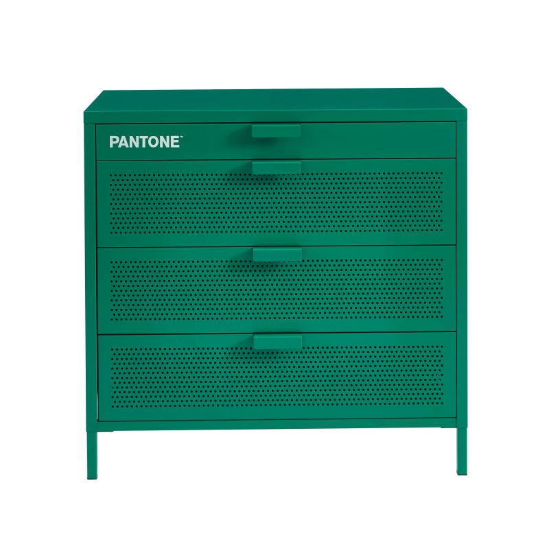 Commode métal émeraude PANTONE 4 tiroirs, rangement design pour chambre ou salon