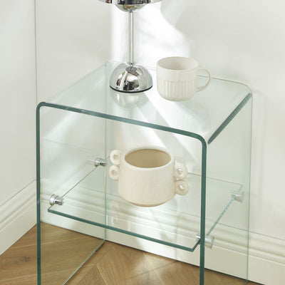 Lot de 2 tables de chevet GINZA verre trempé transparent