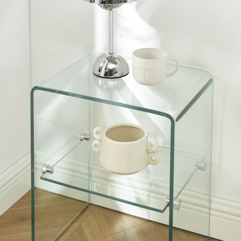 Lot de 2 tables de chevet GINZA verre trempé transparent