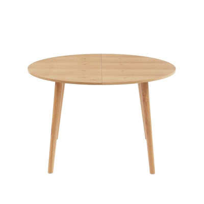 Ensemble repas table extensible ORACLE placage chêne et lot de 4 chaises ELLA velours côtelé écru et cannage