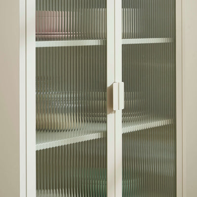 Vaisselier PANTONE en verre cannelé et métal beige sable h180cm