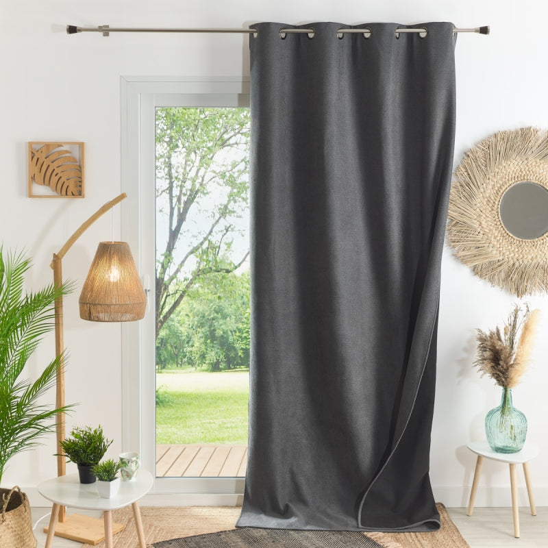 Rideau TYKA isolant, phonique et occultant anthracite 140x180cm