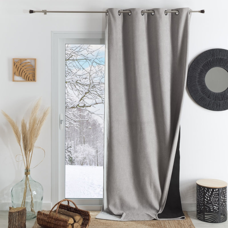 Rideau TYKA isolant, phonique et occultant gris perle 140x260cm