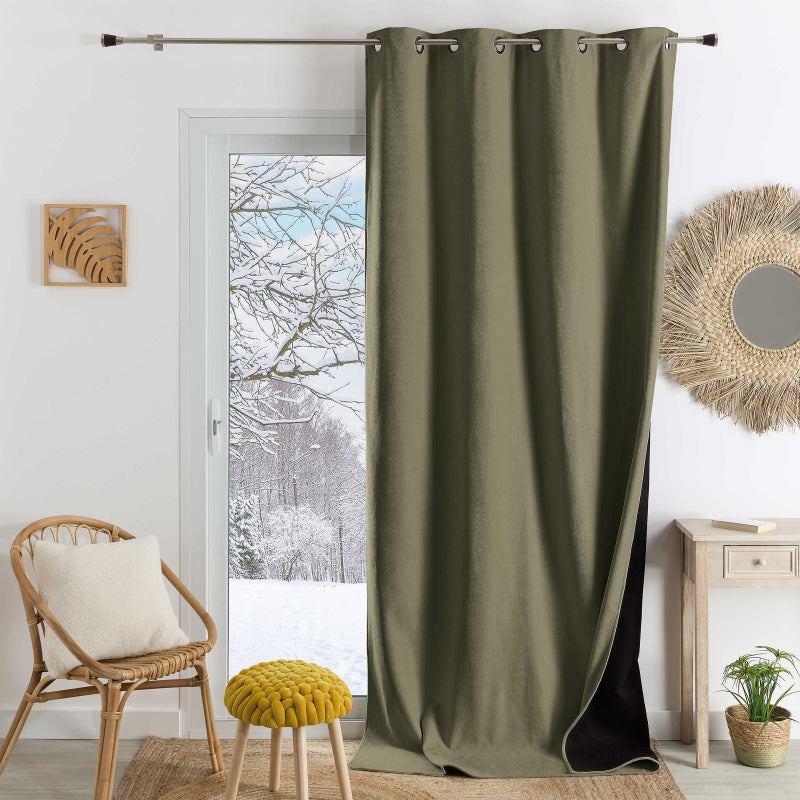 Rideau TYKA isolant, phonique et occultant kaki 140x260cm