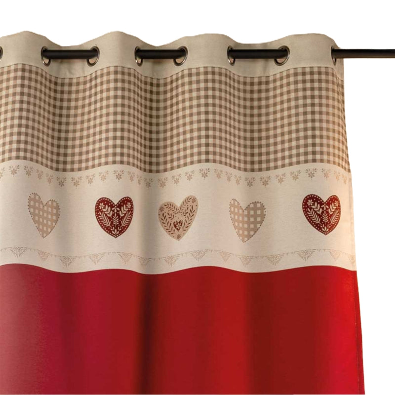 Rideau décoratif 140x260cm rouge motif coeur, touche chaleureuse pour intérieur moderne
