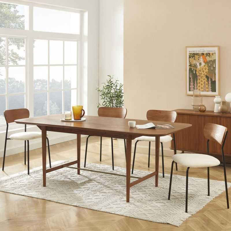 Table à manger extensible JILL rectangulaire placage frêne 160 à 200cm