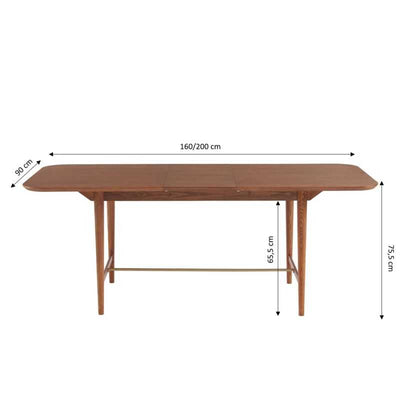 Table à manger extensible JILL rectangulaire placage frêne 160 à 200cm