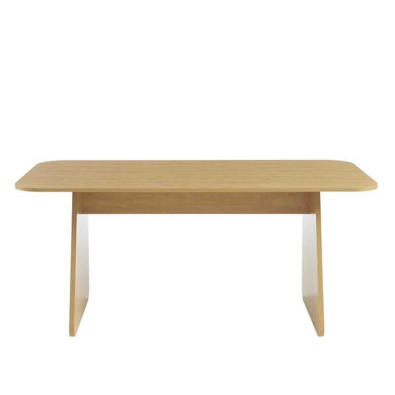 Table à manger rectangulaire effet chêne 180 cm, lignes épurées style contemporain
