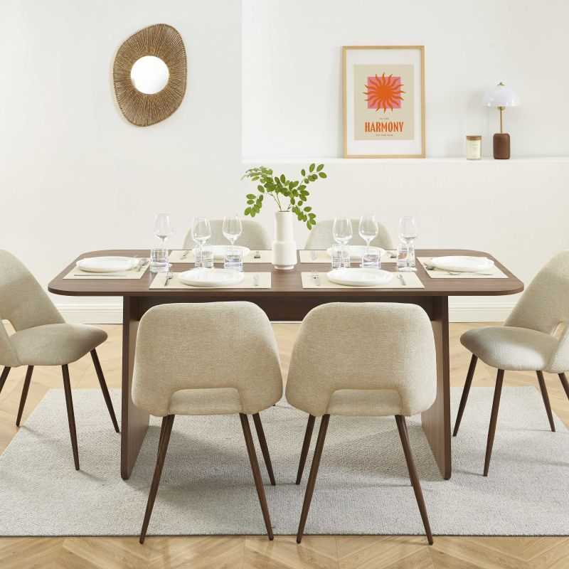 Table à manger LANGO rectangulaire effet noyer 180 cm