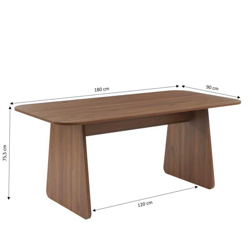 Table à manger LANGO rectangulaire effet noyer 180 cm