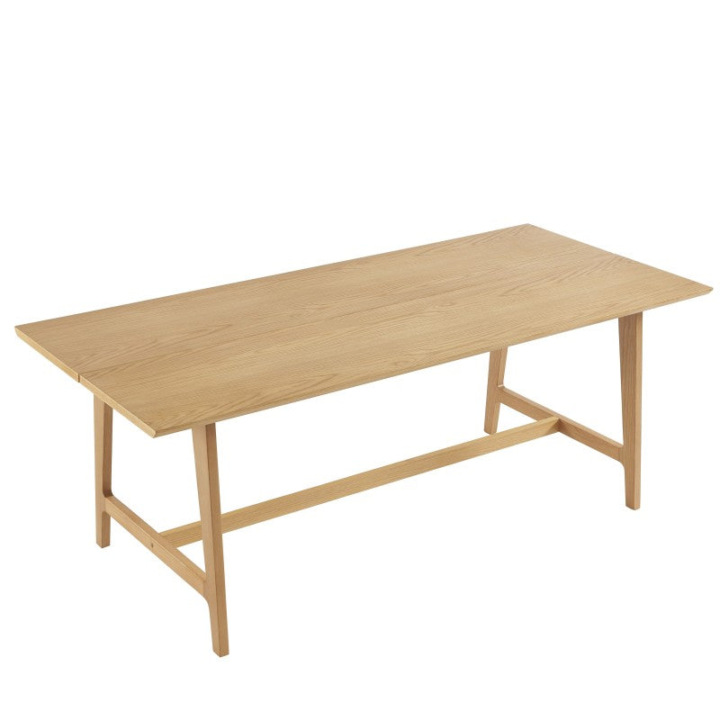 Table à manger rectangulaire 200cm placage chêne naturel, idéale 8 personnes