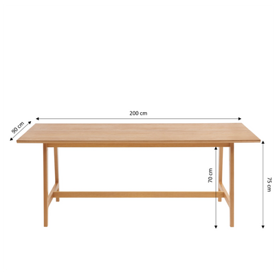Table à manger PERRETTE rectangulaire placage chêne 200cm