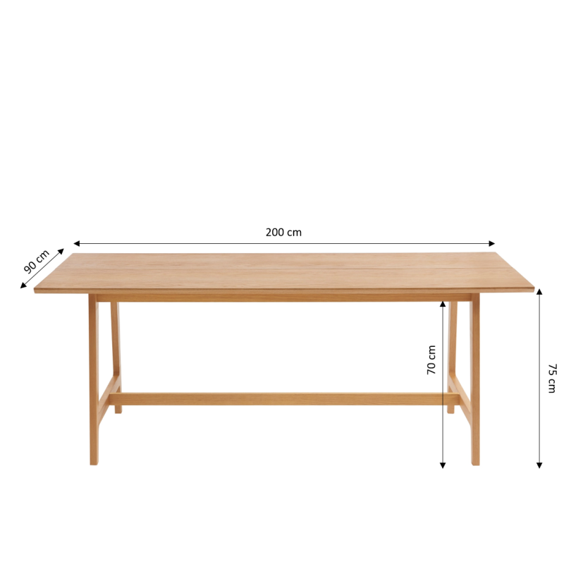 Table à manger PERRETTE rectangulaire placage chêne 200cm
