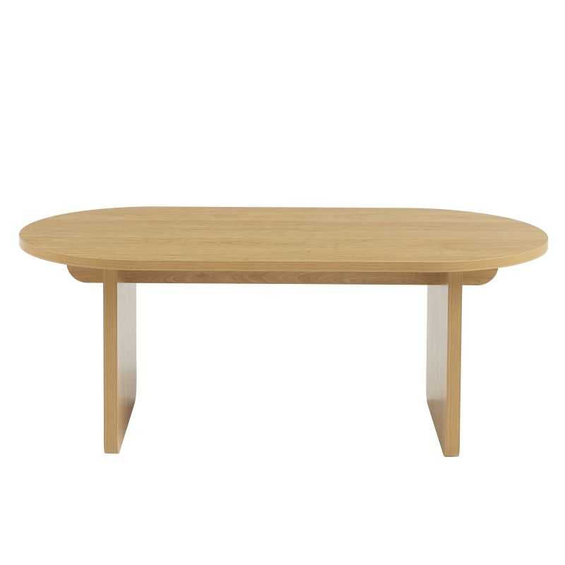 Table basse ovale effet chêne AFFY, design rétro naturel pour salon moderne