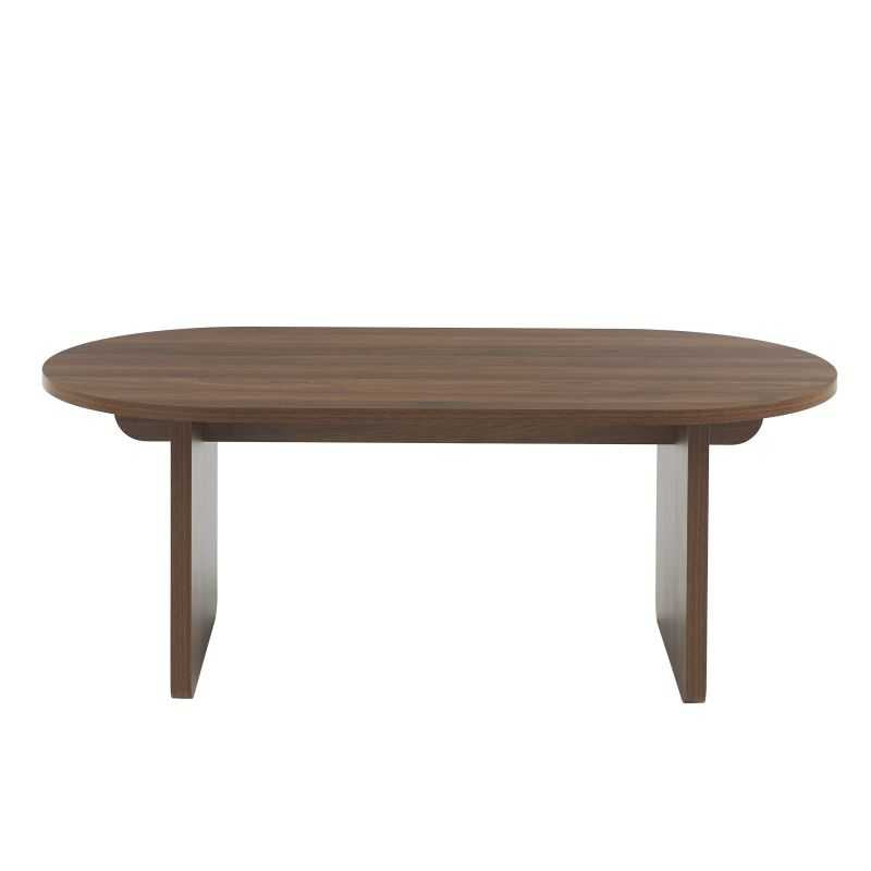 Table basse ovale effet noyer AFFY, design rétro naturel pour salon moderne