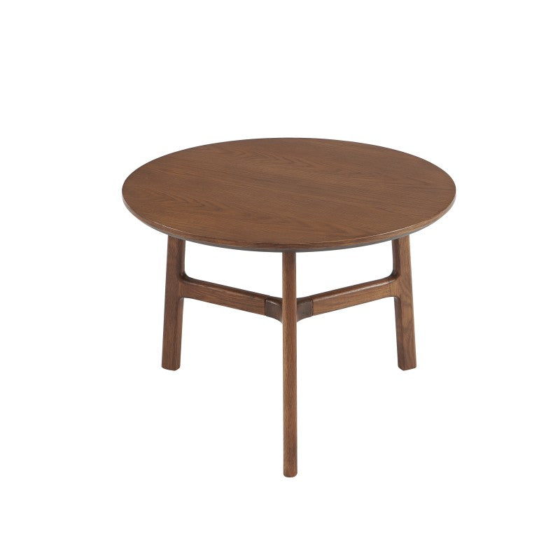 Table basse ronde 60cm placage frêne noyer DOLLY, design épuré pour salon contemporain