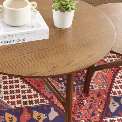 Table basse ronde DOLLY placage frêne couleur noyer 60cm