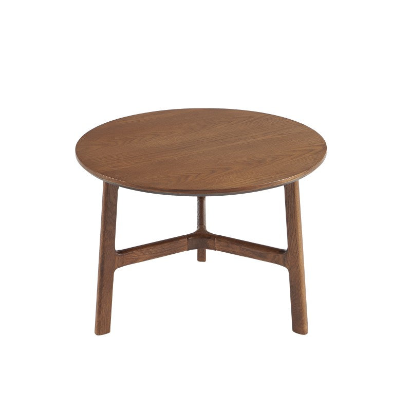 Table basse ronde DOLLY placage frêne couleur noyer 60cm
