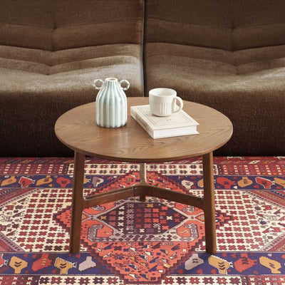 Table basse ronde DOLLY placage frêne couleur noyer 60cm