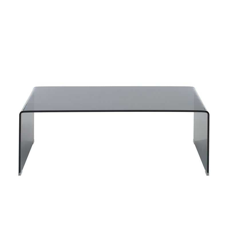 Table basse verre trempé noir 120cm GINZA, design épuré aux lignes arrondies pour salon moderne