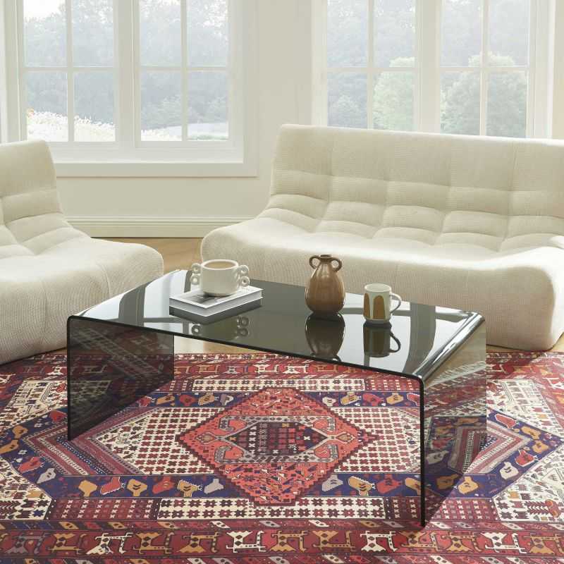 Table basse GINZA verre trempé noir 120cm