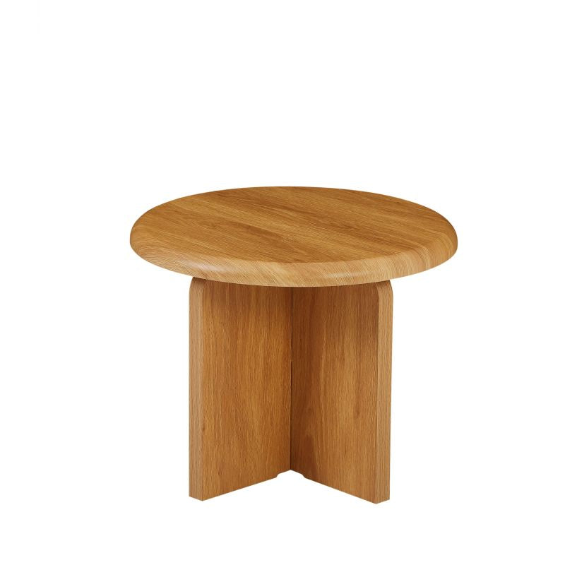 Table basse ronde effet chêne 40cm de hauteur, design compact pour salon contemporain