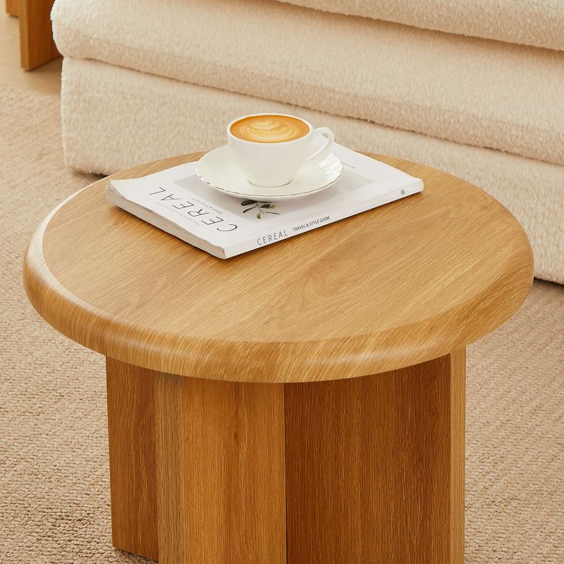Table basse ronde OCANA effet chêne h40cm