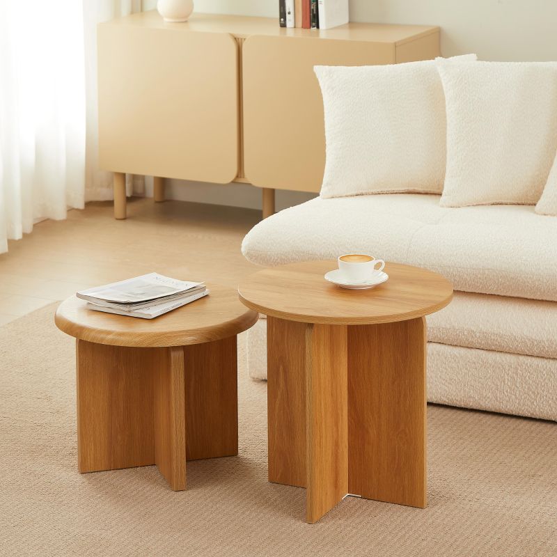 Table basse ronde OCANA effet chêne h40cm