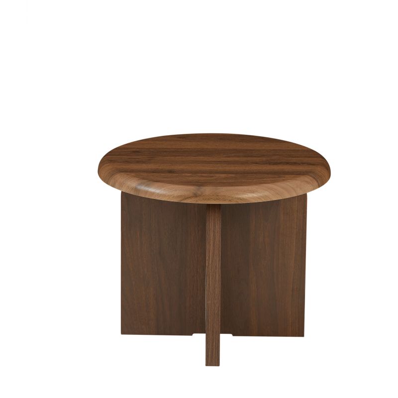 Table basse ronde OCANA effet noyer h40cm