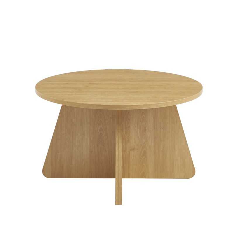 Table basse ronde effet chêne RUBA, design compact et intemporel pour salon