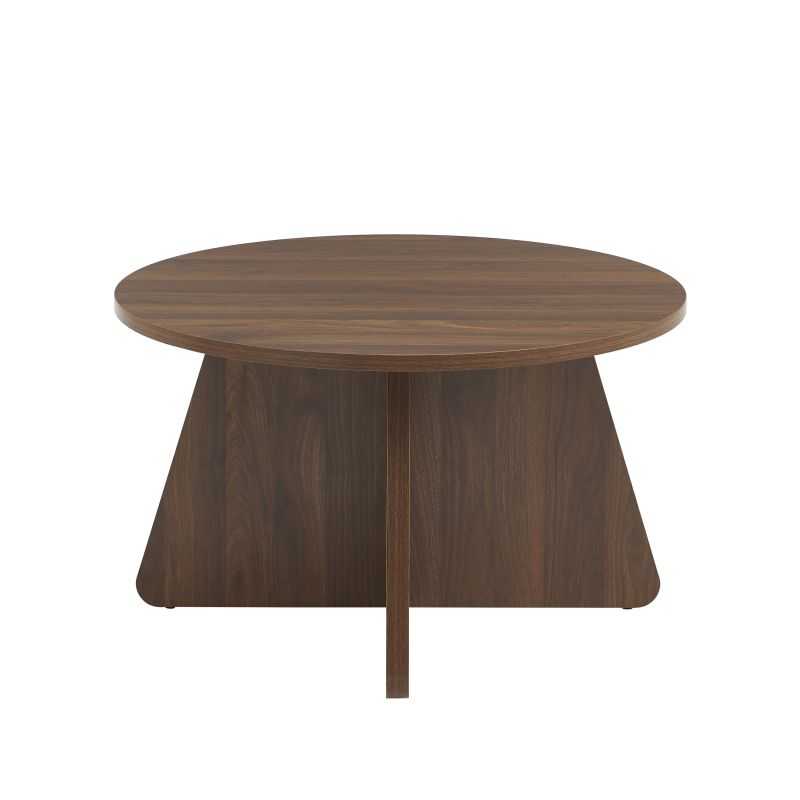 Table basse ronde effet noyer RUBA, design contemporain pour salon