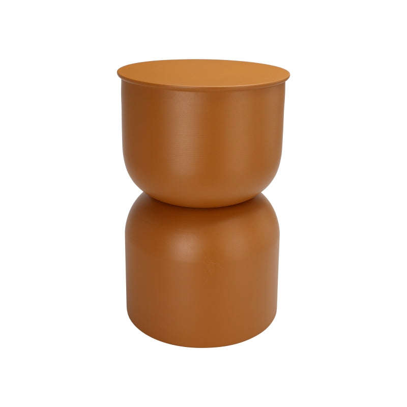 Table d'appoint ronde JUB en zinc terracotta, style industriel pour salon ou chambre