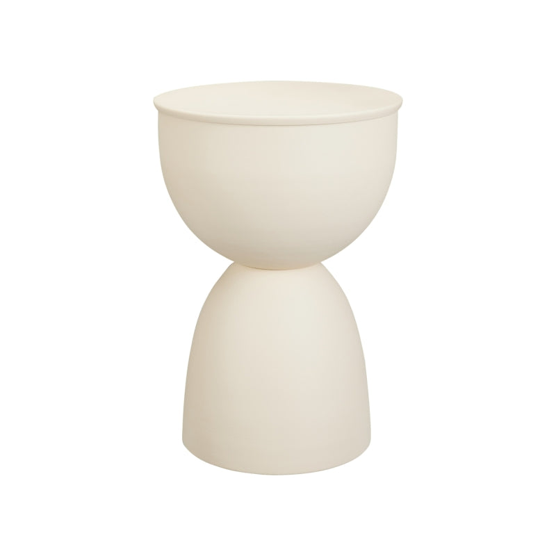 Table d'appoint ronde LIM en zinc crème, style industriel, appoint salon ou chambre