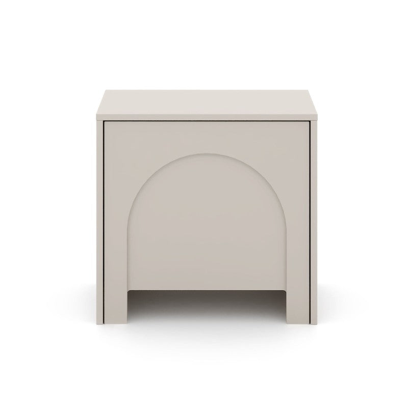 Table de chevet EDDA coloris cachemire, meuble de nuit compact avec rangement fermé