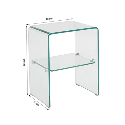 Table de chevet GINZA verre trempé transparent