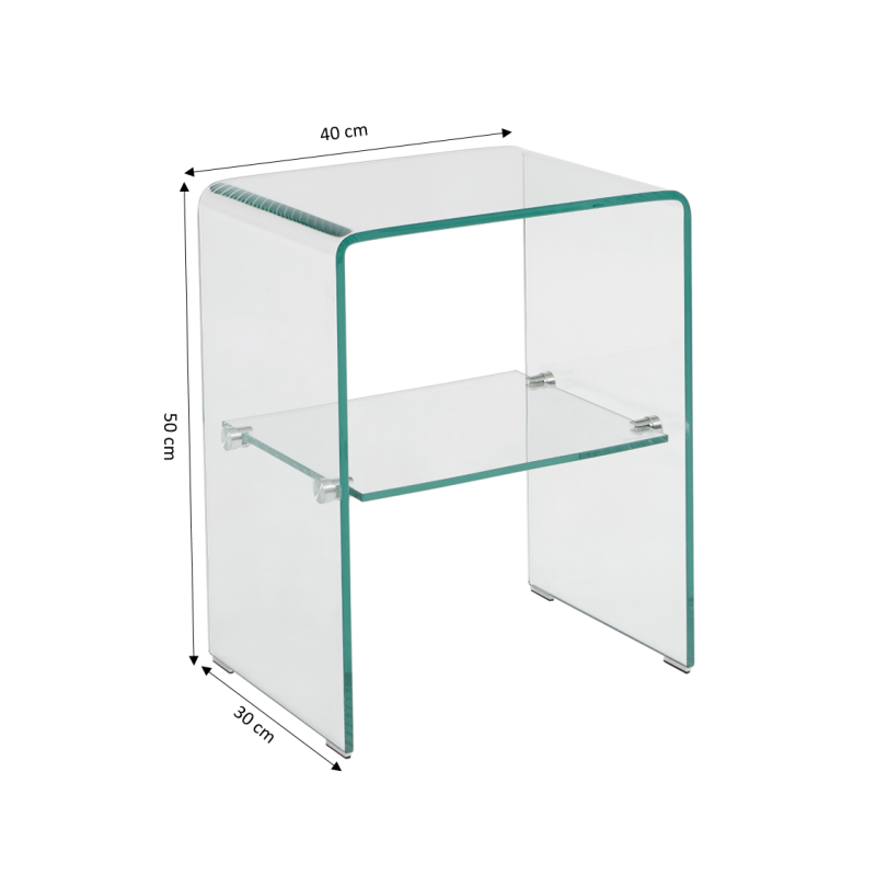 Table de chevet GINZA verre trempé transparent