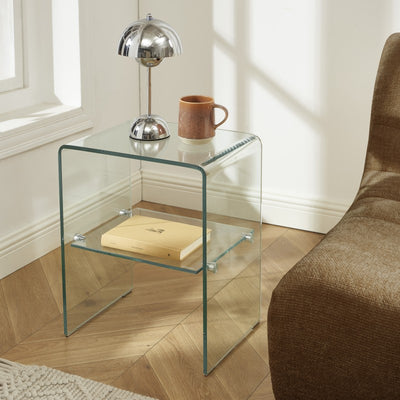 Table de chevet GINZA verre trempé transparent