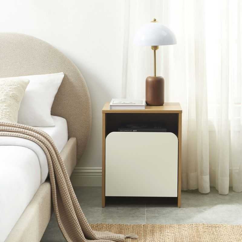 Table de chevet KILDA effet chêne et porte blanche