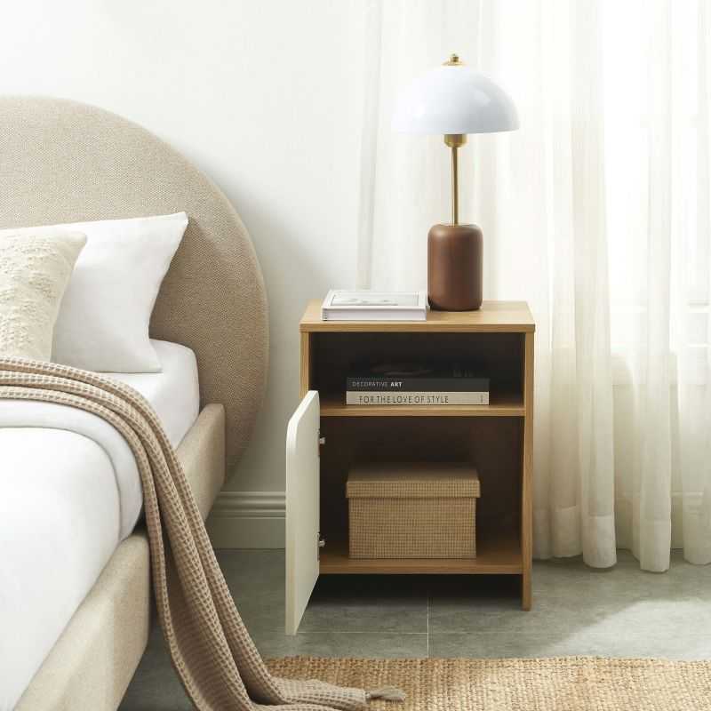 Table de chevet KILDA effet chêne et porte blanche