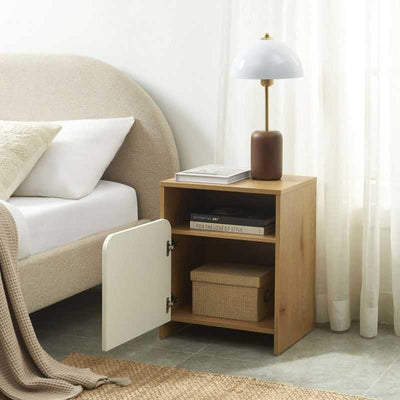 Table de chevet KILDA effet chêne et porte blanche